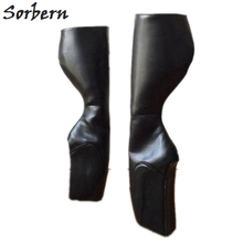 Sorbern Custom Wide Calf Boots For Women Knee High Heel Booties Plus Size 11 Women Shoes Zip Lace Up Strange Style Ballet Wedge 2024 - buy cheap