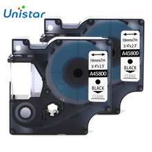 UNISTAR-Cinta de etiquetas Compatible con DYMO, D1 45800 para impresora, negro en transparente, 19mm, para Dymo Standard Labelmanager, 2 uds. 2024 - compra barato