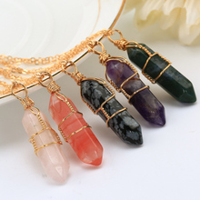 Bullet Shape Crystal Necklace Femme Gold color Necklaces Pendant Natural Stone Necklaces for Women New Trendy Bijoux Collares 2024 - buy cheap