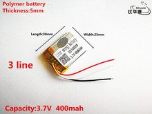 3 line Good Qulity 3.7V,400mAH,502530 Polymer lithium ion / Li-ion battery for TOY,POWER BANK,GPS,mp3,mp4 2024 - buy cheap
