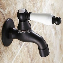 Dark Black Oil Rubbed Brass White Handle Wall Mounted Bathroom Kitchen Laundry Sink Faucet Taps aav118 2024 - buy cheap