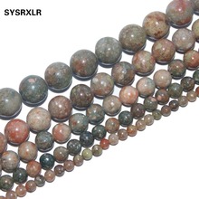 Frete Grátis Pedra Natural Unakite Rodada Beads Para Fazer Jóias DIY Pulseira Material de Colar 4/6/8/ 10/12mm Vertente 15'' 2024 - compre barato