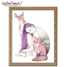 2018 Direct Selling Diy Diamond Painting Cross Stitch Mosaic Needlework Embroidery New Fashion Beauty Flower Lady With Animals 2024 - buy cheap