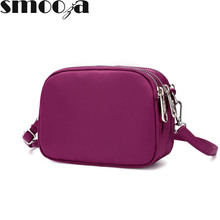 Smooza bolsa vintage feminina de náilon à prova d'água, bolsa mensageiro de ombro, bolsa transversal, bolsa de aba pequena feminina, multicamadas 2024 - compre barato