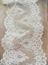 3 Yards Off White Bridal Veil Frehcn Alencon Lace Fabric Trim , Eyelash Wedding Cape Lace Shrug Overlay Bolero 22cm Wide 2024 - buy cheap