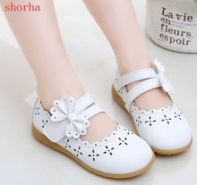 Acorha-zapatos de piel sintética para niñas pequeñas, calzado plano de bailarina para fiesta, blanco, rosa, brillante, con lazo 2024 - compra barato