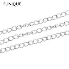 FUNIQUE 2M Stainless Steel Necklace chains Chain Silver Tone 4x3mm For Necklace Bracelet DIY Jewelry Making Material BUlK 2024 - buy cheap