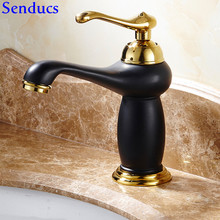 Grifo de lavabo de oro negro de Senducs, grifo de lavabo de baño frío de calidad, grifo de baño de oro negro europeo 2024 - compra barato