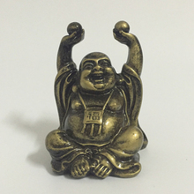 Chinese FengShui Bronze Color Laughing Buddha Statue Sculptures Handicrafts Figurines For Home Garden Decoration Buddha Statues 2024 - buy cheap