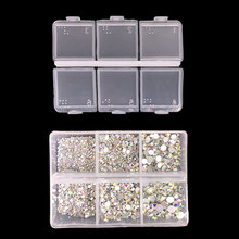 1 caja de 1688 Uds. De diamantes de imitación de colores AB, gemas de cristal de fondo plano transparente, accesorios de decoración 3D para manicura DIY 2024 - compra barato