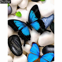 Full Square Drill 5D DIY Diamond Painting "blue butterfly" 3D Embroidery Cross Stitch Rhinestone Mosaic Decor   Y3 2024 - buy cheap