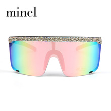 Солнцезащитные очки NX женские, роскошные брендовые винтажные ветрозащитные большие очки с розовыми бриллиантами, с защитой от ультрафиолета, 2019 2024 - купить недорого