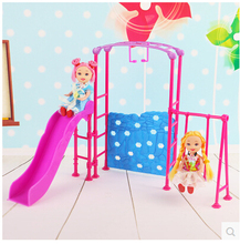 Tobogán de parque de atracciones para muñeca Barbie, accesorios de columpio, casa de juegos para niña, Envío Gratis 2024 - compra barato
