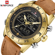 NAVIFORCE-Reloj de pulsera deportivo de cuero para hombre, cronógrafo Digital de cuarzo, militar, resistente al agua, masculino 2024 - compra barato