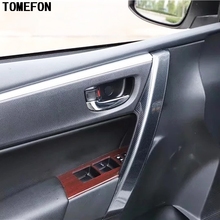 TOMEFON de carbono estilo de fibra frente trasero interior puerta lateral apoyabrazos cubierta de la manija de superposición de etiqueta para Toyota Corolla 2014 a 2018 2024 - compra barato