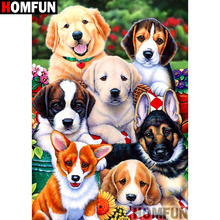 Homfun pintura completa de diamante quadrado/redondo 5d diy, "animal cachorro", bordado, ponto cruz, 3d, decoração de casa, presente a1023 2024 - compre barato