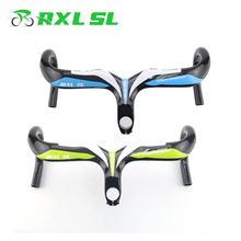 RXL SL Carbon Road Bike Handlebars Integrated With Stem 3K Glossy 400/420/440mm Green Carbon Road Cycling Bicycle Handlebar 2024 - buy cheap