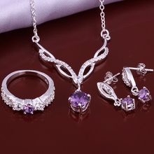 Conjuntos de joias prata esterlina conjuntos de joias prata roxo zircônia conjuntos joias da moda para mulheres atacado frete grátis zsa ls643 2024 - compre barato
