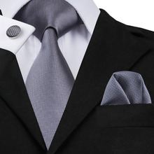 2016 Серый Серебряный официальный благородный шелковый галстук для банкета, Женский Галстук, набор запонок 2024 - купить недорого