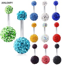 JUNLOWPY 1pcs 316L Surgical Steel Crystal Ball Belly Button Ring Navel Piercing Body Jewelry 14g Pircing Ombligo Nombril Woman 2024 - buy cheap
