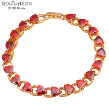 ROLILASON tasteful design Heart shape red crystal zircon golden Bracelets classic gift for women fashion jewelry TBS775 2024 - buy cheap