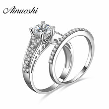 AINOUSHI 925 Sterling Silver Women Wedding Rings Set Fashion Female Bijoux nscd Luxury Wedding Finger Ring Accessories 2024 - buy cheap