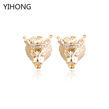 Exaggerated Lion Earrings with Crystal Gold Alloy Pendant Animal Stud Earrings for Fashion Women Jewelry 2024 - buy cheap