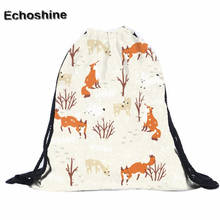 backpack female Unisex Polyester Backpacks 3D Fox Printing school bag Drawstring Backpack gift wholesale mochila feminine B20 2024 - buy cheap