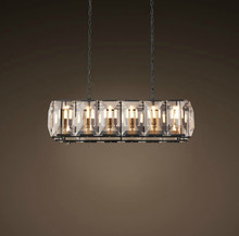 Luminária retrô americana de cristal com pingente de luz, preta, de ferro, para sala de jantar, restaurante, quarto, sala de estar, led, lâmpadas e14 2024 - compre barato