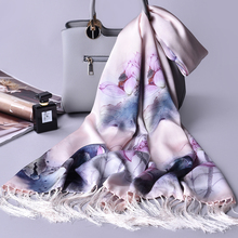 100% real lenço de seda feminino 2022 hangzhou natural seda echarpe xales e envoltórios para senhoras foulard femme lenços de seda pura longo 2024 - compre barato