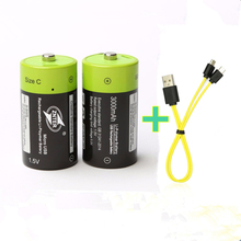PCS Novos Produtos ZNTER 2 1.5 V 3000 mAh Bateria de Polímero De Lítio Recarregável USB Bateria Tamanho C + Micro USB cabo de carregamento 2024 - compre barato