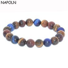 NAPOLN 3 Colors Beads Tiger Eye Buddha Bracelets Tiger Trendy Natural Stone Jewelry Women Men Bracelets Bangle Dropshipping 2024 - buy cheap