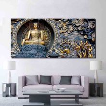 Carteles en lienzo impresos en HD, Marco para el hogar, 3 paneles, Buda dorado como Dios, pintura artística, cuadros de decoración Modular para la pared del salón 2024 - compra barato