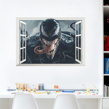 3d Effect Movie Venom Super Hero Through Wall Stickers Bedroom Home Decor Accessories 50*70cm Wall Decals Mural Art Pvc Posters 2024 - buy cheap