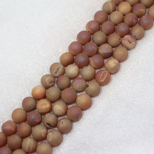 Mini.order is $7! 8-12mm  Yellow Multicolor Metallic Coated Druzy Agates Round Stone DIY loose beads 15" 2024 - buy cheap