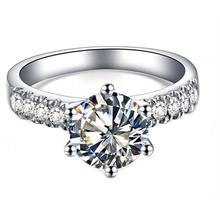 Genuine White Gold Jewelry 2CT Moissanite Diamond Ring Test Real Classic Prongs Solitaire with Accents Engagement 18K Ring 18K 2024 - buy cheap