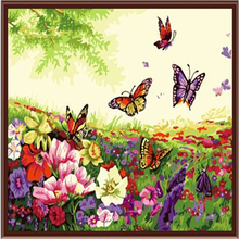 Vintage home decor wall art 40*50 acrylic oil paintings flower and butterfly pictures painting by numbers canvas painting G271 2024 - buy cheap