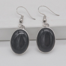 Pendientes ovalados de piedra cornalina negra, joyería, joya de cuentas, T242 2024 - compra barato