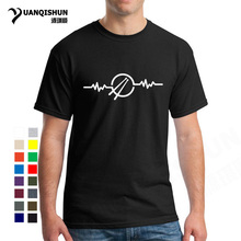 Camiseta masculina estampada personalizada, camiseta de algodão com o pescoço e manga curta, 16 cores da moda para homens, com bateria e batimento cardiaco 2024 - compre barato