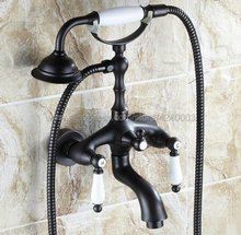 Black Oil Rubbed Brass Bathtub Faucet Wall Mount Handheld Bath Tub Mixer System with Handshower Telephone Style Ktf039 2024 - buy cheap