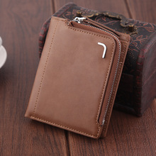 Vintage Leather Men Wallets Small Purse Luxury Male Clutch Zipper Wallet High Quality Male Card Holder Wallet Slim Short Wallet 2024 - buy cheap