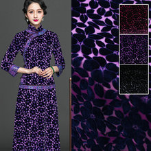 Black/ Purple/ Wine Leaves Burnout Silk Velvet Fabric For Silk Velour Dress 2024 - buy cheap