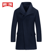 Шерстяное пальто WOLF ZONE, мужское деловое повседневное длинное зимнее пальто, мужской брендовый облегающий тренчкот, куртка, ветровка, одежда 2024 - купить недорого
