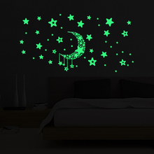Виниловые наклейки на стену с Луной и звездами забавная светится в темноте наклейка на стену для детской комнаты, спальни, гостиной, домашнего декора 2024 - купить недорого