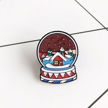 Cartoon Crystal Ball Brooch for Women Creative Colored Snow Scene Skirt Bag Badge Enamel Pin Brooches Jewelry Princess Gifts 2024 - compre barato