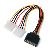 15 Pin SATA Male to 2 Female 4 Pin Molex Female IDE HDD силовой кабель жесткого диска 2024 - купить недорого
