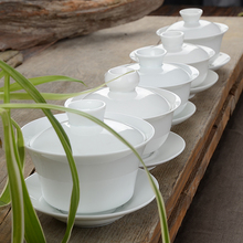 Китайский традиционный чайный набор Gaiwan, белый фарфоровый чайный набор, чашка, чайная церемония, керамика кунг-фу, Цветочная чашка для мастера чая 2024 - купить недорого