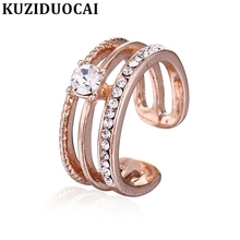 Kuziduocai 2018 novo em alta! Anéis de casamento com strass da moda, joias finas de aço inoxidável com zircônia e transparentes para presentes femininos 2024 - compre barato