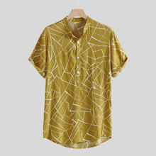 Casual Men shirt Hawaiian Short sleeve shirt Multi Color Lump Chest Pocket Round Hem Loose Blouse Streetwear Camisa masculina 2024 - buy cheap