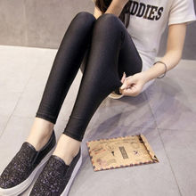 Ladies Casual Solid Black Leggings Ankle-Length Women Sexy Shiny High Waist Stretchy Slim Legging 2024 - buy cheap